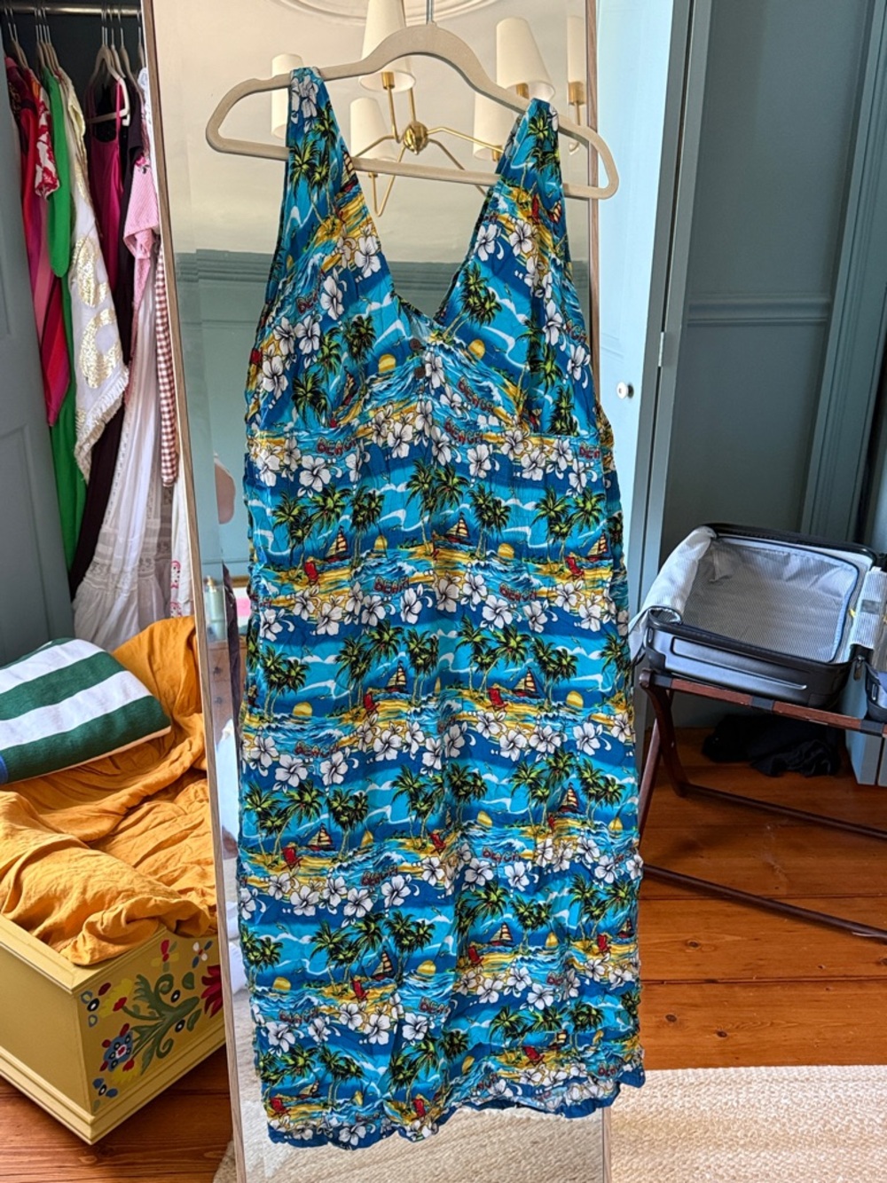 Plus Size Tropical Blue Floral Sundress